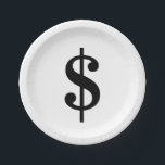 Assiettes En Carton Signe dollar | Alphabet classique simple<br><div class="desc">Signe en dollars noirs en style classique sur arrière - plan blanc.
Cliquez sur le bouton "customiser" pour personnaliser le design en choisissant la couleur que vous voulez et même ajouter votre propre texte.

Les articles correspondants sont également disponibles en magasin.</div>
