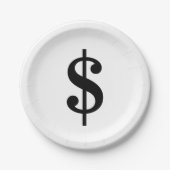 Assiettes En Carton Signe dollar | Alphabet classique simple (Devant)