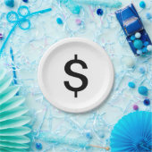 Assiettes En Carton Signe dollar | Alphabet moderne simple (Fête)