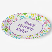 Assiettes En Carton Signes de paix multi de couleur (Angle)