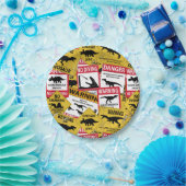 Assiettes En Carton Signes de précaution de dinosaure (Fête)