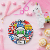 Assiettes En Carton Signes de route colorés, fête d'anniversaire (Fête)