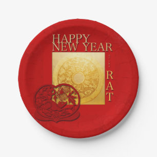Assiettes En Carton Signes Zodiac Rat Papercut Chine Année 2020 PP