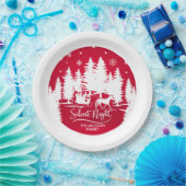 Assiettes En Carton Silence nuit neige flocons pins silhouettes (Fête)