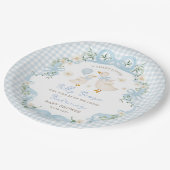Assiettes En Carton Silencieux Bow bleu oie En vichy Baby shower garço (Angle)