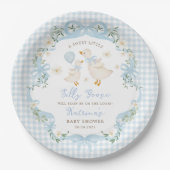 Assiettes En Carton Silencieux Bow bleu oie En vichy Baby shower garço (Devant)