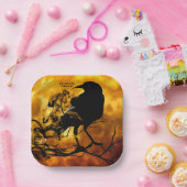 Assiettes En Carton Silencieux Plus Boo Black Raven Halloween Party (Fête)