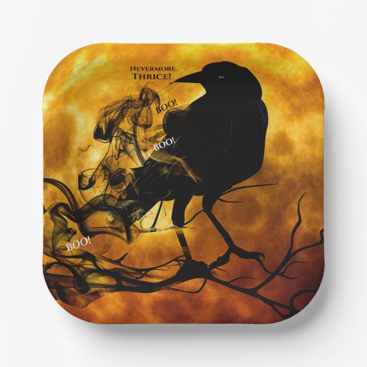 Assiettes En Carton Silencieux Plus Boo Black Raven Halloween Party (Recto)