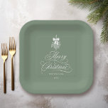 Assiettes En Carton Silencieux romantique calligraphie Joyeux Noël<br><div class="desc">Cette plaque en papier de Noël est ornée de lettres calligraphiques tourbillonnant,  élégantes et romantiques,  agrémentées d'un bouquet saint de baies d'hiver. Pour une personnalisation plus avancée de cette conception,  cliquez sur le BOUTON OUTIL DESIGN BLEU. Des articles correspondants sont également disponibles.</div>