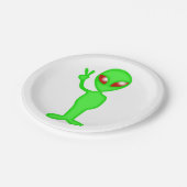 Assiettes En Carton Silhouette alien verte (Angle)