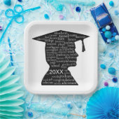 Assiettes En Carton Silhouette Boy Graduate on White  (Fête)