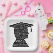 Assiettes En Carton Silhouette Boy Graduate on White  (Fête)