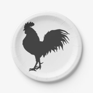 Assiettes En Carton Silhouette de coq - Choisir la couleur arrière - p