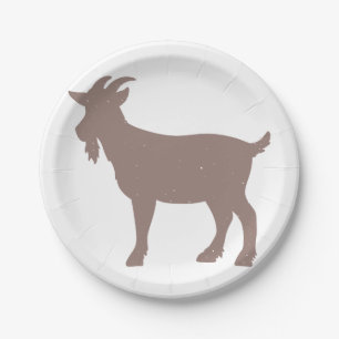 Assiettes En Carton Silhouette de la ferme de chèvres