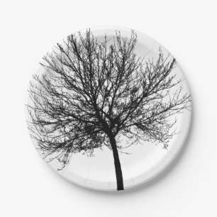 Assiettes En Carton Silhouette de l'arbre