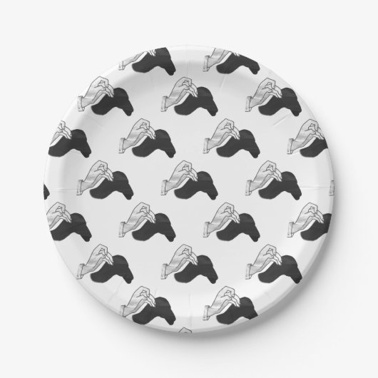 Assiettes En Carton Silhouette de main de chameau (Devant)