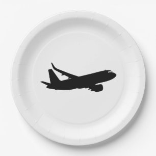 Assiettes En Carton Silhouette de noir de revêtement de jet d'avions à