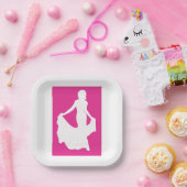Assiettes En Carton Silhouette élégante d'une femme en souffle (Fête)
