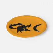 Assiettes En Carton Silhouette Halloween Sorcière Volante (Angle)