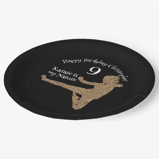 Assiettes En Carton Silhouette Martial Arts Japon Karate Boy Anniversa (Angle)