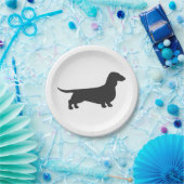 Assiettes En Carton Silhouette noire de dachshund (Fête)