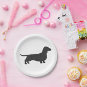 Assiettes En Carton Silhouette noire de dachshund (Fête)