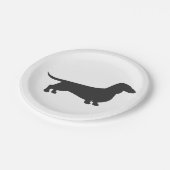 Assiettes En Carton Silhouette noire de dachshund (Angle)