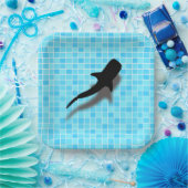 Assiettes En Carton Silhouette requin baleine dans la piscine (Fête)