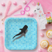 Assiettes En Carton Silhouette requin baleine dans la piscine (Fête)