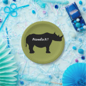 Assiettes En Carton Silhouette Rhinoceros (Fête)
