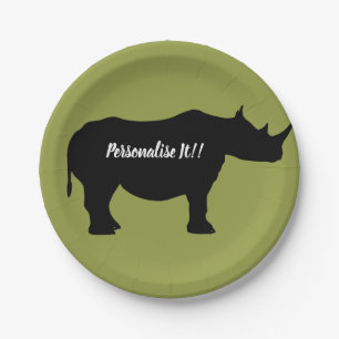 Assiettes En Carton Silhouette Rhinoceros