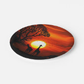 Assiettes En Carton Silhouettes africaines d'animal de coucher du (Angle)