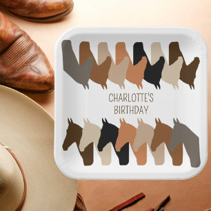 Assiettes En Carton Silhouettes Cheval Personnalisé Anniversaire