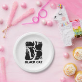 Assiettes En Carton Silhouettes de chat noir - Design Feline mignon (Fête)
