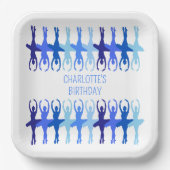 Assiettes En Carton Silhouettes de groupe Ballerina Bleue Personnalisé (Recto)