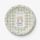 Assiettes En Carton Silly Goose 1st Birthday Green Gingham (Devant)