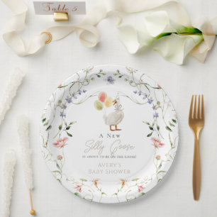 Assiettes En Carton Silly Goose Fleur sauvage Baby shower floral