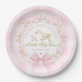 Assiettes En Carton Silly Goose Pink Gingham Bow Baby Shower (Devant)