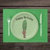 Assiettes En Carton Silly Man Green Pickle Head avec Brown visage
