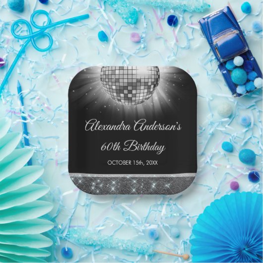 Assiettes En Carton Silver 60th Birthday Party 70's Disco Ball (Fête)