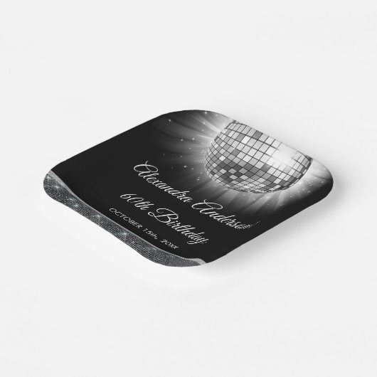 Assiettes En Carton Silver 60th Birthday Party 70's Disco Ball (Angulaire)