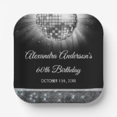 Assiettes En Carton Silver 60th Birthday Party 70's Disco Ball (Recto)