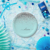 Assiettes En Carton Silver Aqua Turquoise Blue Girl Parties scintillan (Fête)