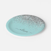 Assiettes En Carton Silver Aqua Turquoise Blue Girl Parties scintillan (Angle)