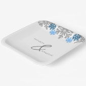 Assiettes En Carton Silver Blue Snowflakes Mariage d'hiver (Angulaire)
