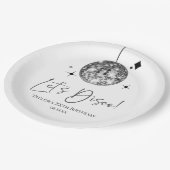 Assiettes En Carton Silver Disco Ball Let's Disco fête d'anniversaire (Angle)