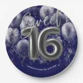 Assiettes En Carton Silver Foil Sweet 16 Ballons Anniversaires Royal B (Devant)