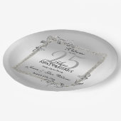 Assiettes En Carton Silver Gem & Glitter 25th Wedding Anniversary (Angle)