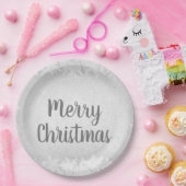 Assiettes En Carton Silver Grey Frost Joyeux Noël (Fête)