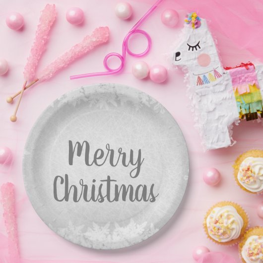 Assiettes En Carton Silver Grey Frost Joyeux Noël (Fête)